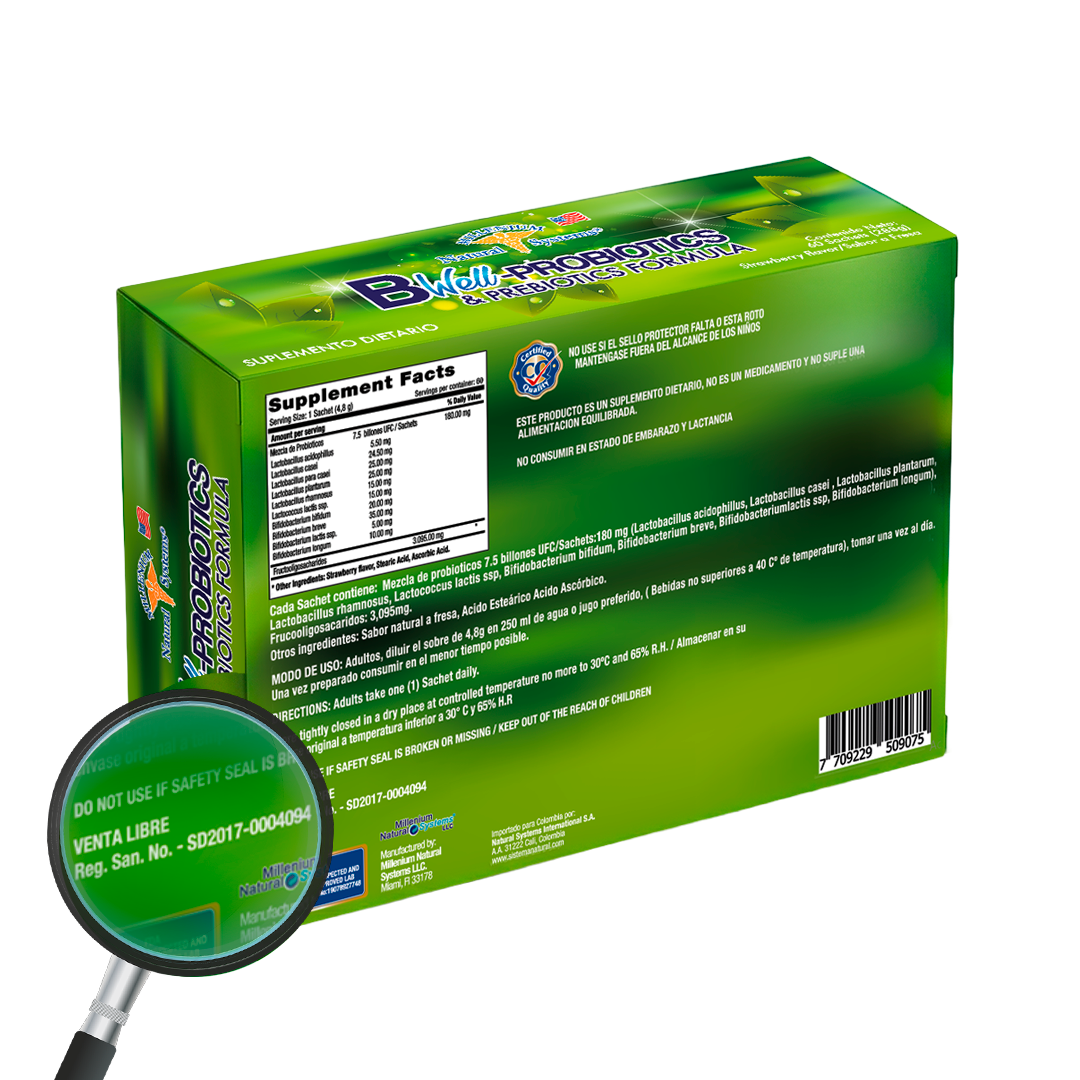 Bwell Probiotics & Prebiotics x 60 Sachets - imagen 3