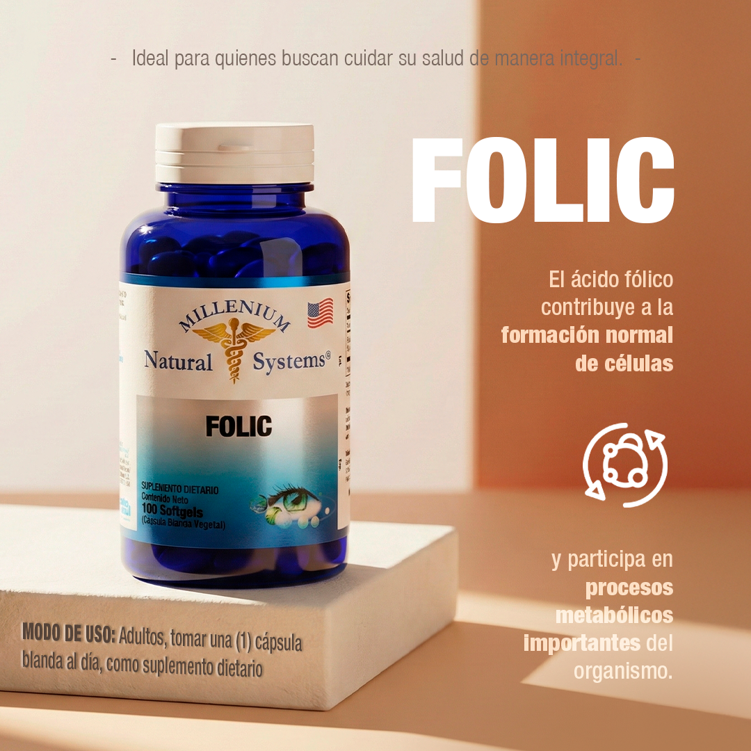 Folic · 100 unidades · Millenium Natural Systems