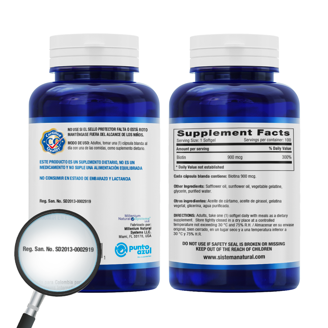 Biotin 900 mcg x 100 Softgels - imagen 3