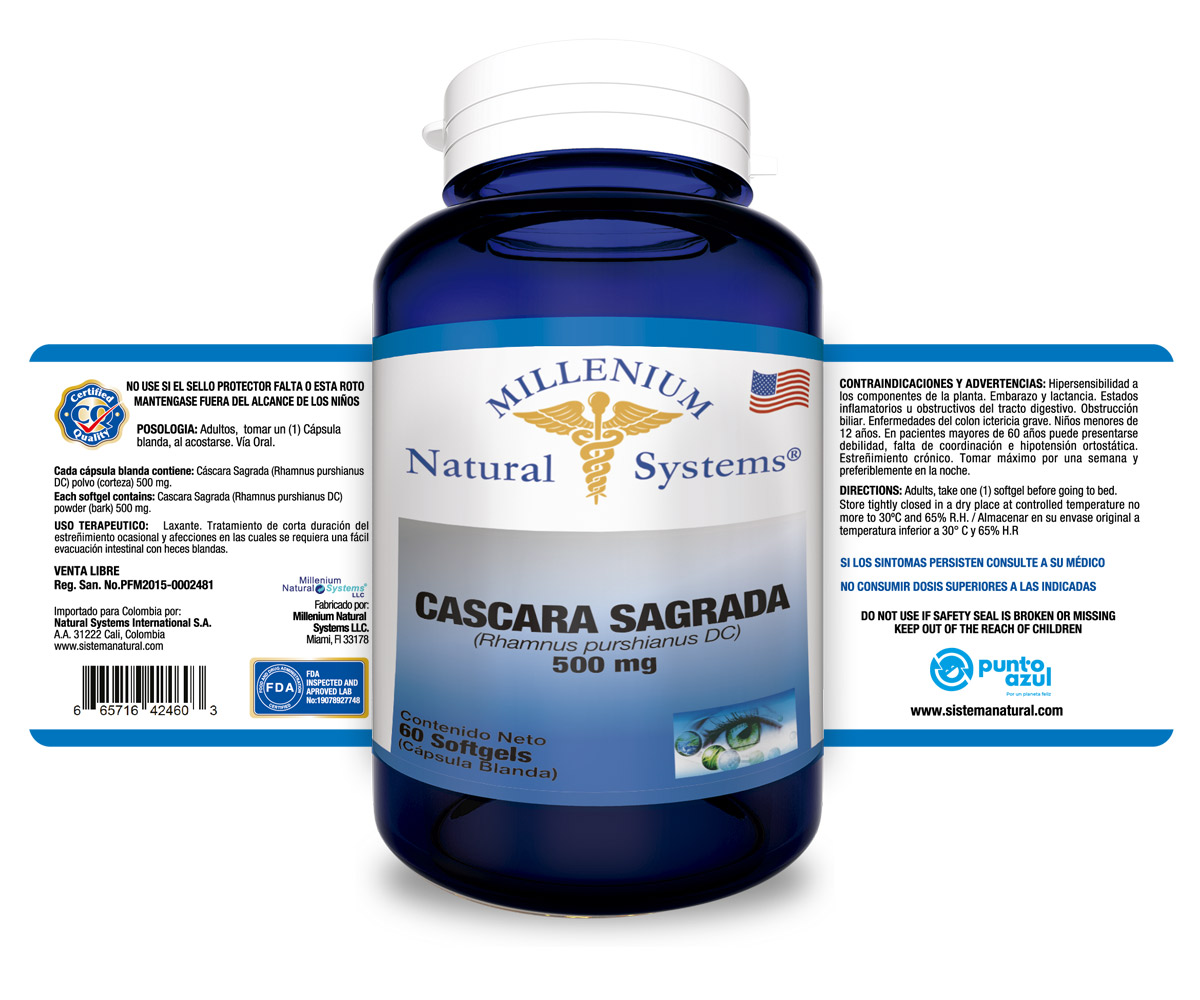 Cascara sagrada x 60 softgels Millenium Natural Systems