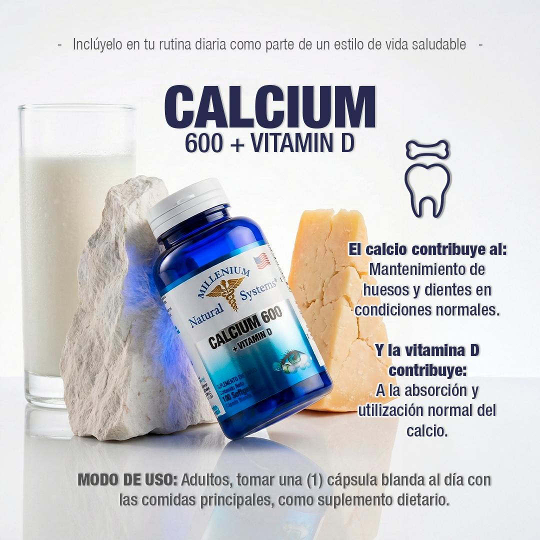 Calcium 600 + Vitamin D x 100 Softgels - imagen 4