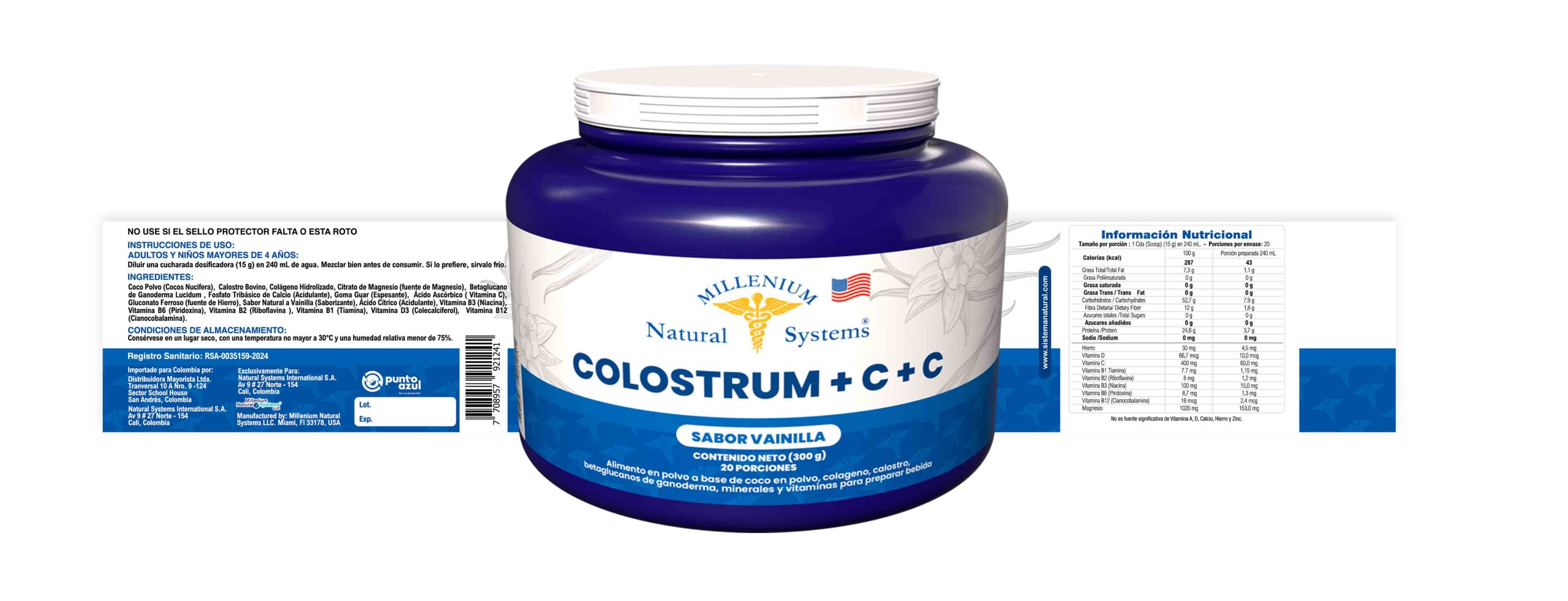 Colostrum C+C Sabor Vainilla 300 g - imagen 2